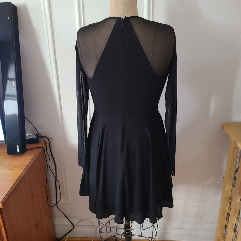 Express black lace-up fit & flare dress